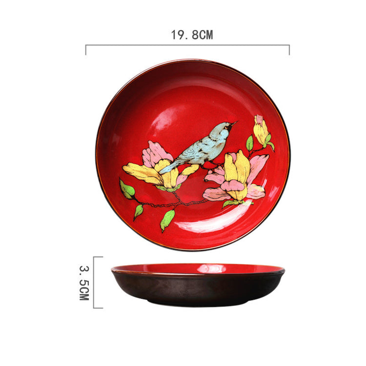 Ceramic Plate Household Tableware Round Flat