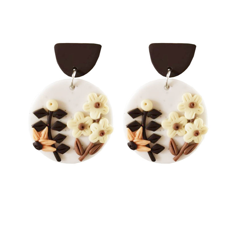 Clay Terracotta Delicately Carved Earrings