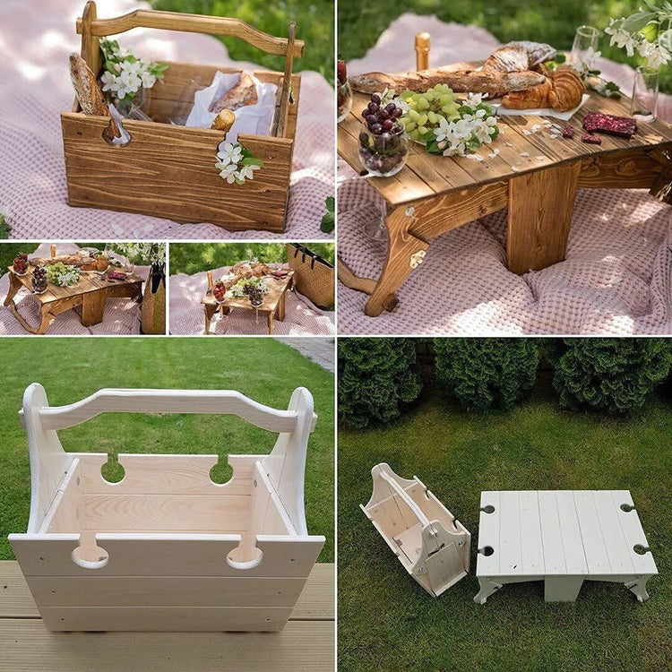 Outdoor Portable Folding Two-in-one Wooden Table