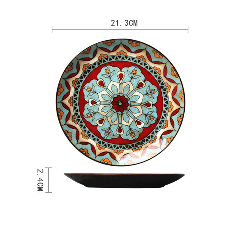 Ceramic Plate Household Tableware Round Flat