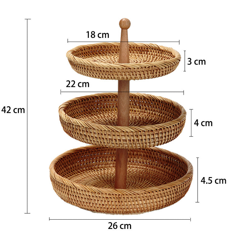 Household Multi-layer Handmade Rattan Fruit Plate