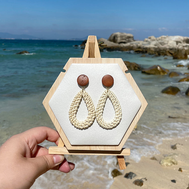 Handmade Straw And Rattan Earrings Ethnic Style Holiday Style