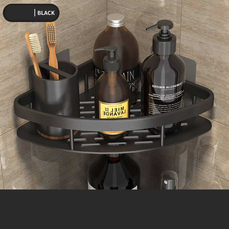 Space Aluminum Shelf Bathroom Black Rectangular Wall Hanging Kitchen And Bathroom Dual-use Shelf