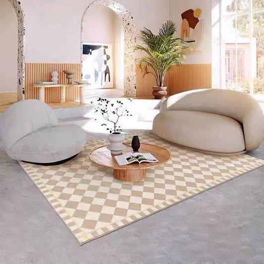 Living Room Simple Retro Roman Checkerboard Rug