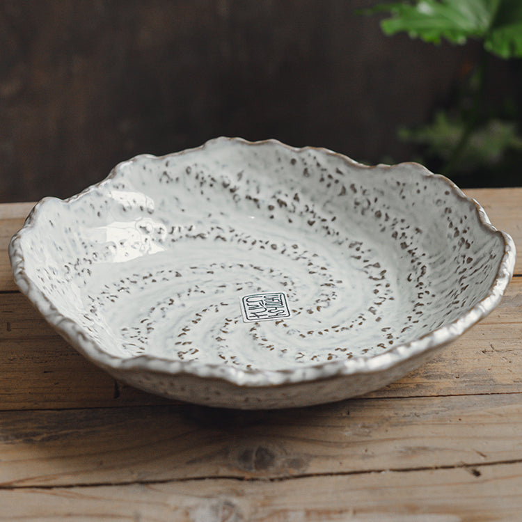 Household Retro Stoneware Soup Bowl Noodle Plate