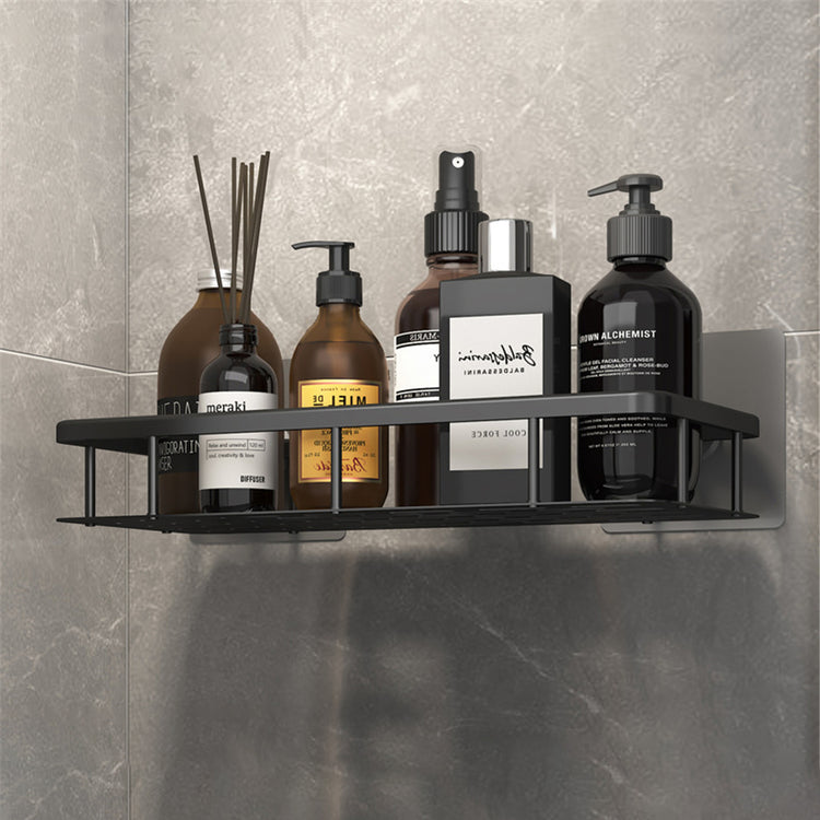 Space Aluminum Shelf Bathroom Black Rectangular Wall Hanging Kitchen And Bathroom Dual-use Shelf