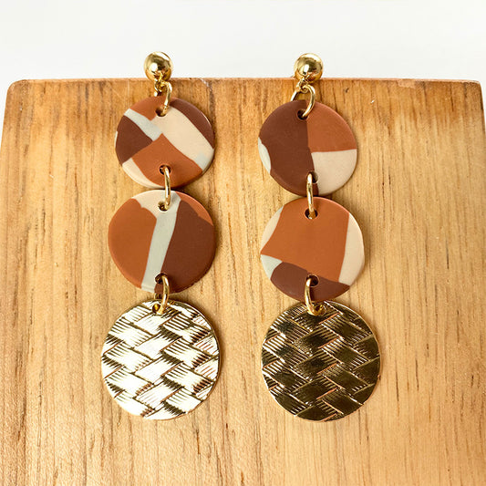 Retro Geometric Soft Clay Earrings European And American Design Sense