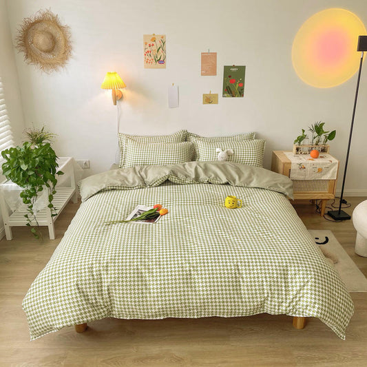 Student Dormitory Thick Sanded Aloe Cotton Four-piece Set Bed Linen Quilt Cover Bedding