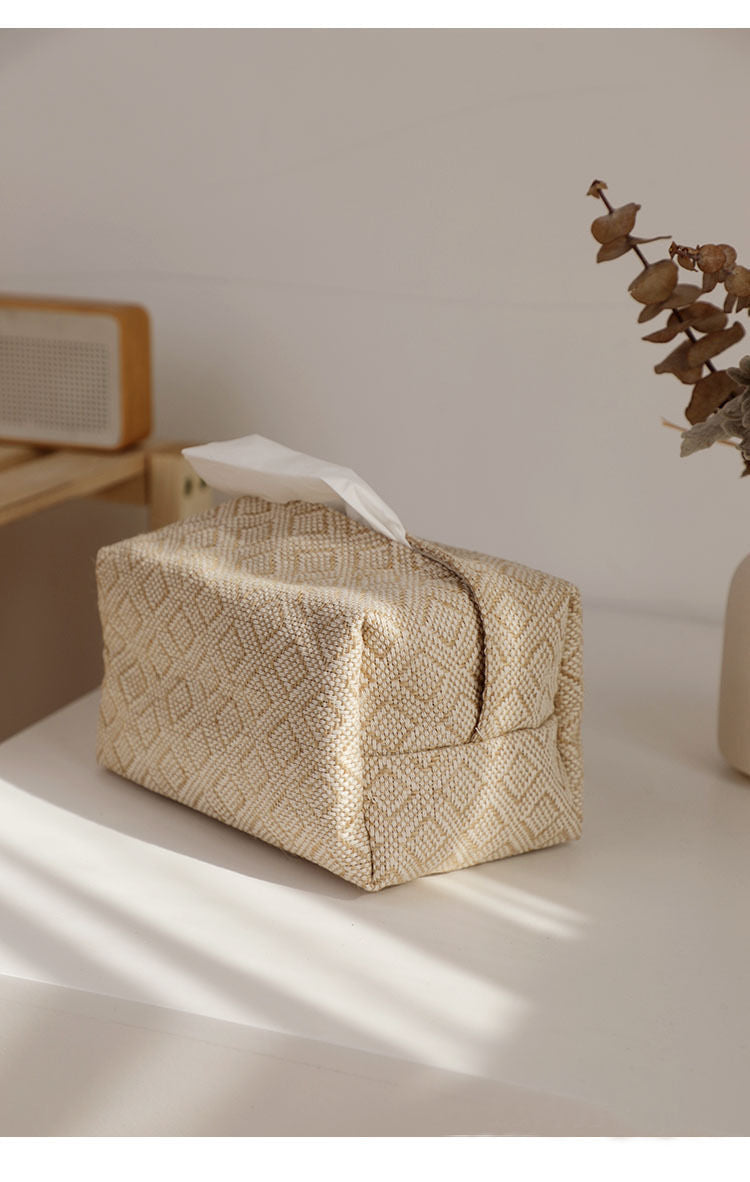 Fabric Tissue Box Cotton Linen Napkin Box Chinese Style Tissue Bag Tea Table Coffee Table Tea Room Decoration New Chinese Style Tissue Box