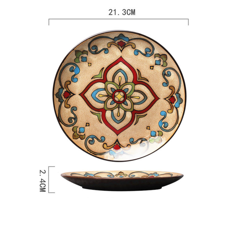 Ceramic Plate Household Tableware Round Flat