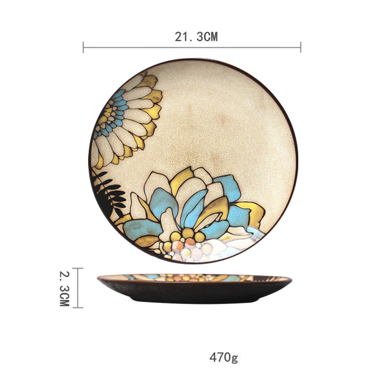 Ceramic Plate Household Tableware Round Flat