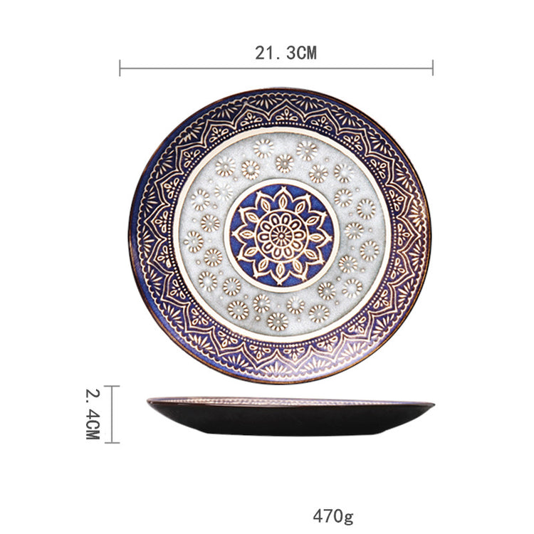 Ceramic Plate Household Tableware Round Flat