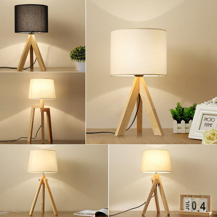 Wooden Art Study Room Fashion Rural Fabric Table Lamp