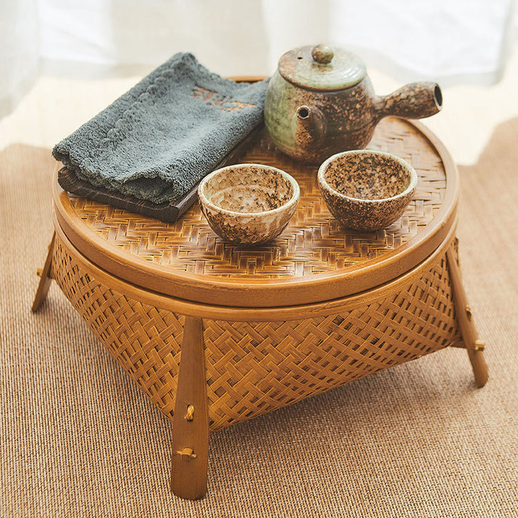 Vintage Bamboo Storage Basket Craft Tea Tray