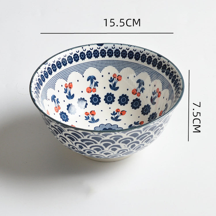 Household Japanese Underglaze Ceramic Rice Bowl