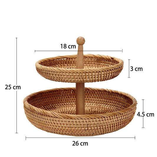 Household Multi-layer Handmade Rattan Fruit Plate