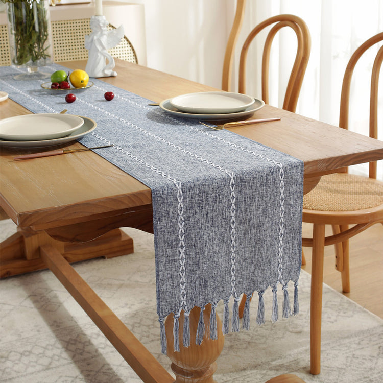 Home Handwoven Tassel Striped Table Runner