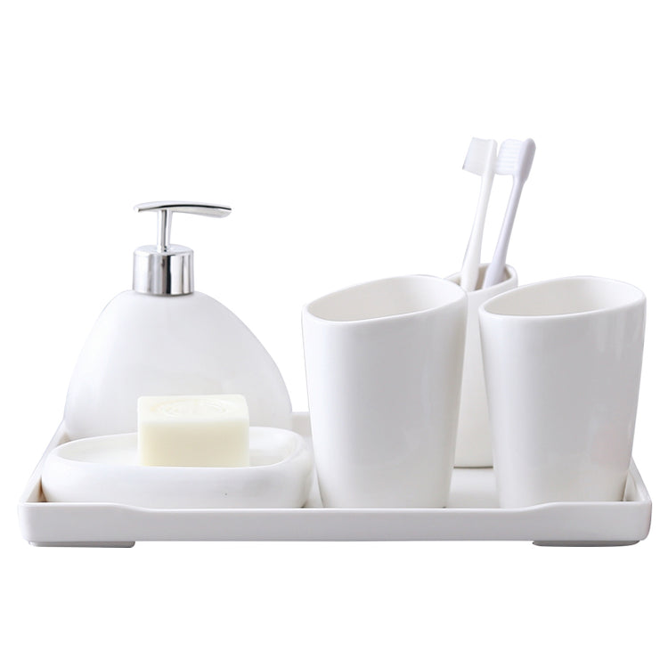 Simple White Porcelain Bathroom Five-piece Bath Bottle Bathroom Toilet Kit