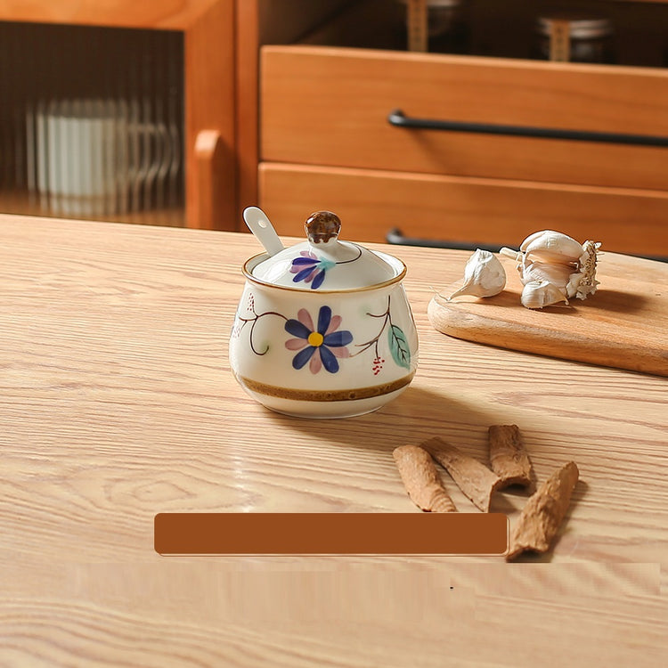 Household Salt Pot With Cover Kitchen Japanese Seasoning Pot