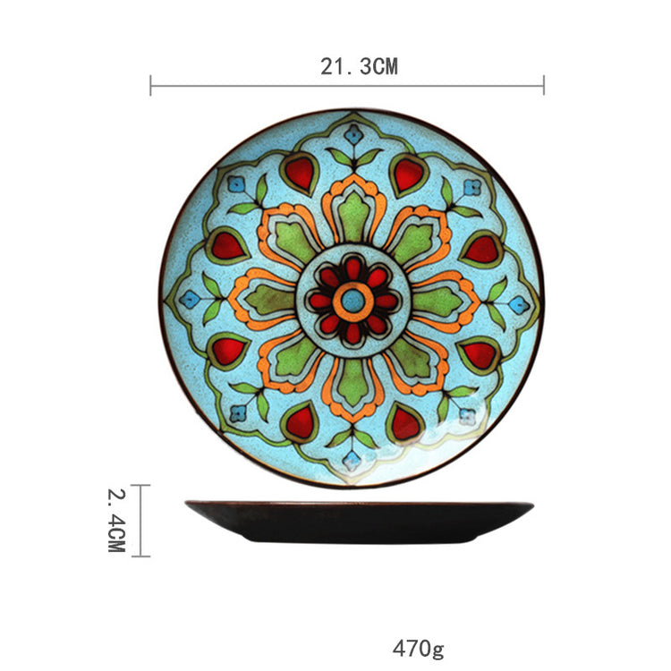 Ceramic Plate Household Tableware Round Flat