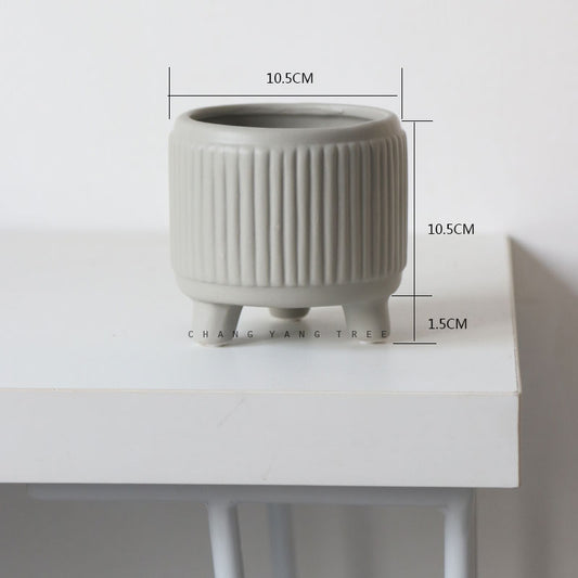 Three-legged Ceramic Flowerpot With Feet