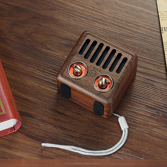 Wooden Bluetooth Speakers Retro Solid Wooden Audio With Radio Card