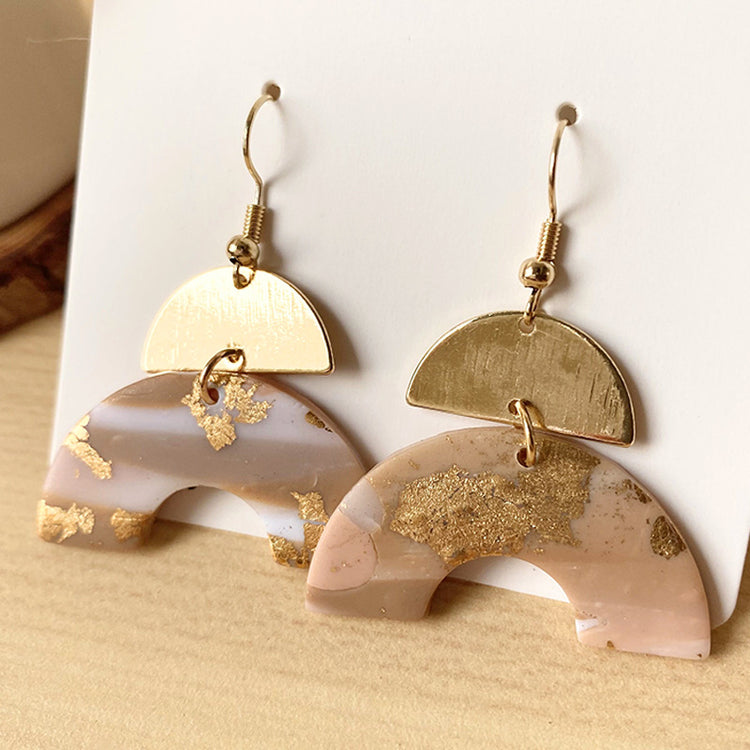 Retro Geometric Soft Clay Earrings European And American Design Sense