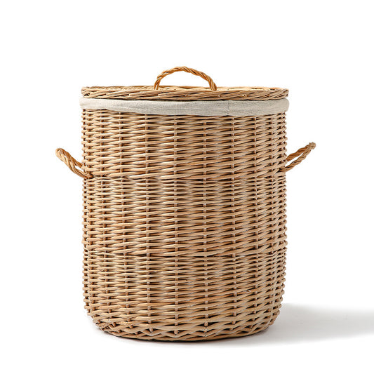 Woven Round Laundry Hamper Storage With Lid