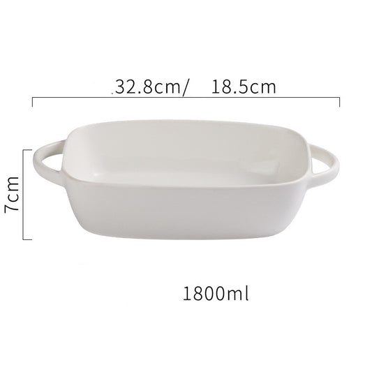 Ceramic Creative Binaural Rectangular Bakeware Tableware