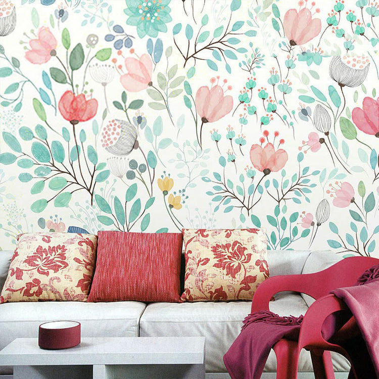 Pastoral Self-adhesive Orchid Warm Sofa Background Wallpaper