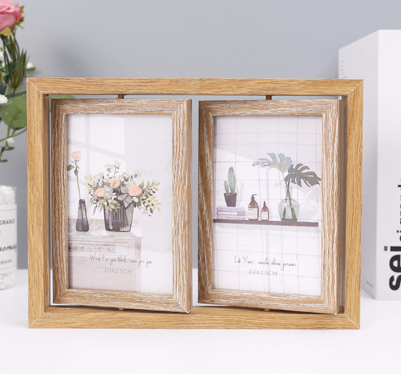 Photo Frame Plus Wash Photo Combination Simple Double-sided 6-inch Triple Modern Ornaments Rotating