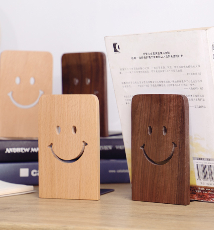 Wooden Bookends With Metal Base Heavy Duty Black Walnut Book Stand With Anti-Skid Dots For Office Desktop Or Shelves