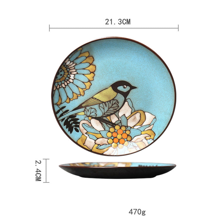 Ceramic Plate Household Tableware Round Flat