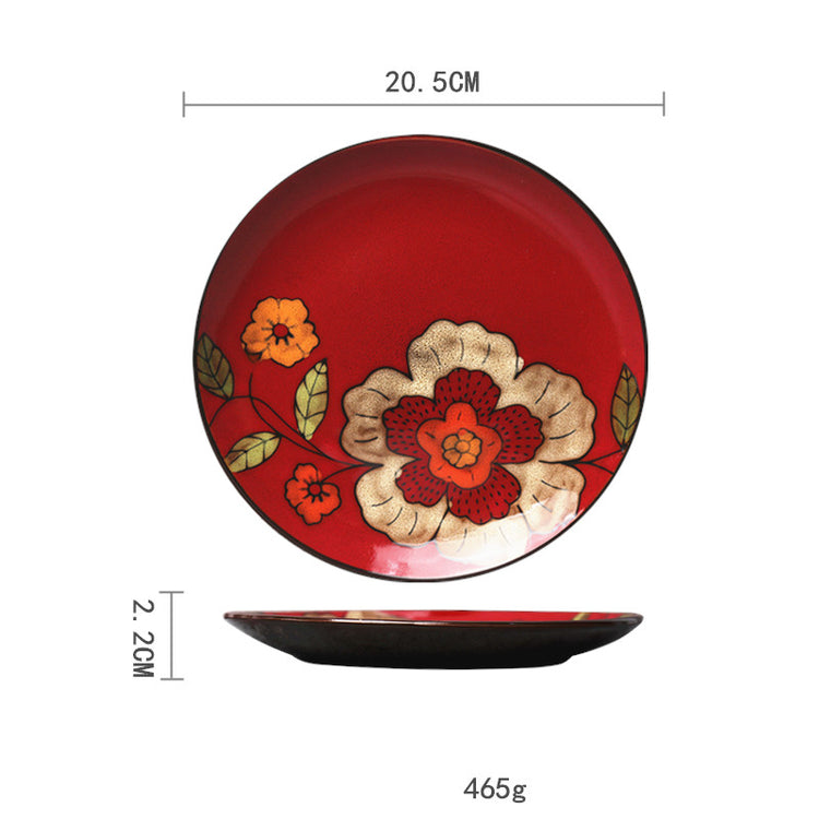 Ceramic Plate Household Tableware Round Flat