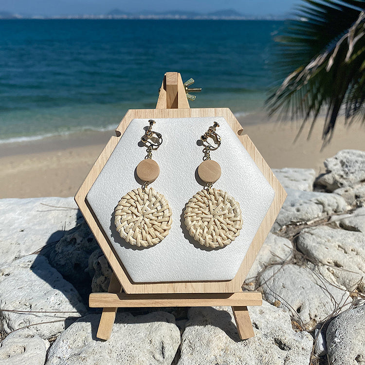 Handmade Straw And Rattan Earrings Ethnic Style Holiday Style