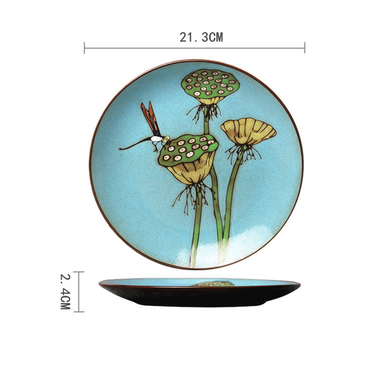 Ceramic Plate Household Tableware Round Flat