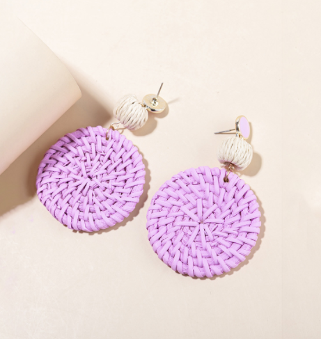 Ins Holiday Net Red Wind Rattan Earrings Female Spring And Summer