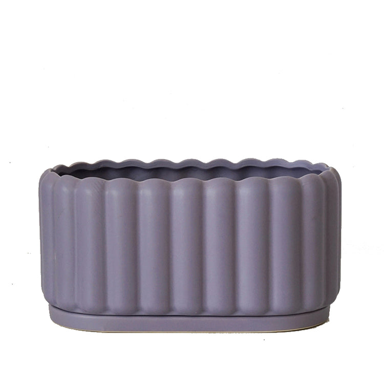 Biscuit Design Ceramic Planter With Tray