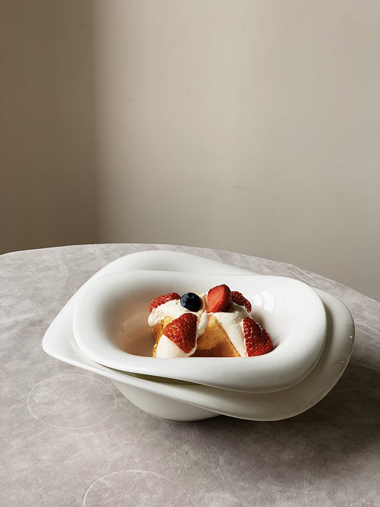 French Roll Edge Bowl New Bone China Shaped Dinner Plate