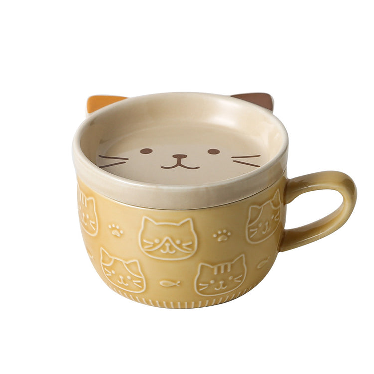 Japanese Ceramic Cartoon Cat Mugs Cute Breakfast Cup Creative