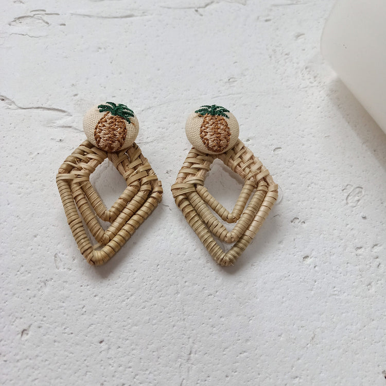 Style Cross-border Exaggerated Handmade Diamond Rattan Earrings