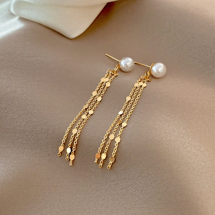 Simple Tassel Temperament Opal Earrings