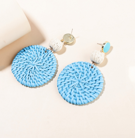 Ins Holiday Net Red Wind Rattan Earrings Female Spring And Summer