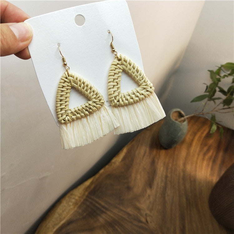 Holiday Style Rattan Raffia Earrings New