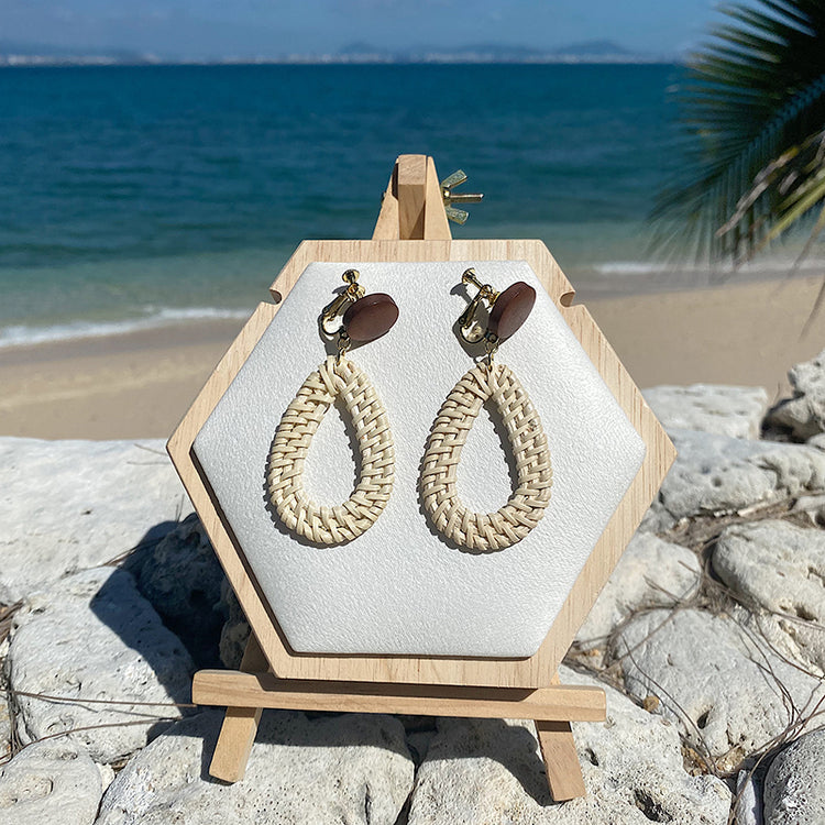 Handmade Straw And Rattan Earrings Ethnic Style Holiday Style