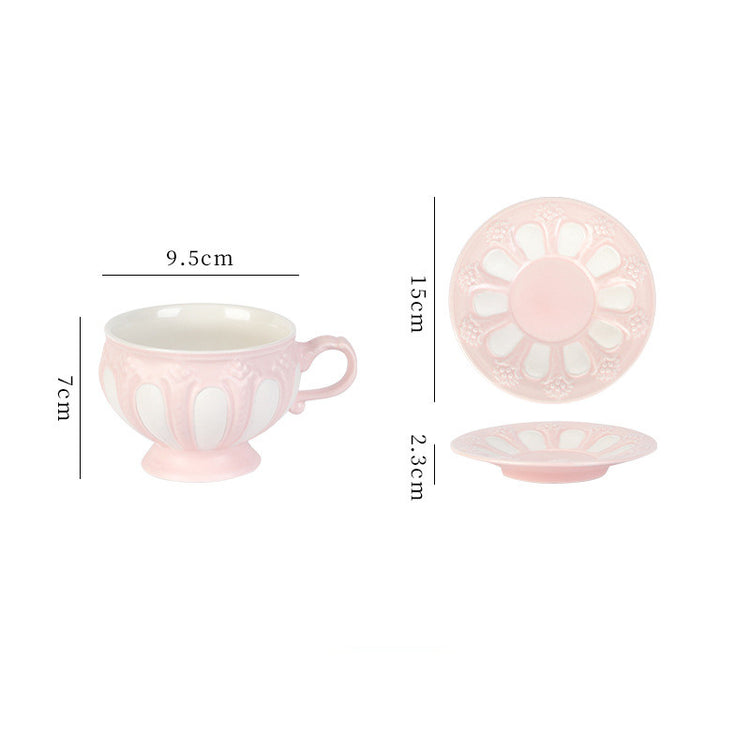 Embossed Vintage Court Style Coffee Cup  Saucer Set